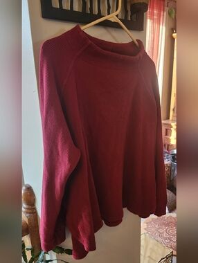 Women's Red Waffle Mock Neck